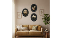 3 Pieces Framed Oval Wall Decor Decorative Abstract Framed Art Gift Idea Oval Wall Frame for Living Room
