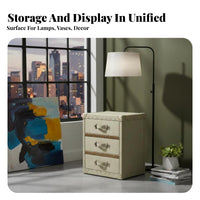 Vintage aesthetic 2-Drawer End Table Distressed Finish Bedroom Furniture Retro Design Nightstand Multiple Storage choices for Homeowners, Interior Designers, Students, Guest Room, Office