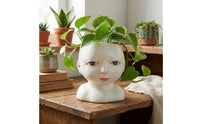 Face Planter Sculptural Bust Planter Face Flower Pot Elegant Statue Classical for Desk, Bookshelf