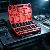 1/2-Inch Drive Deep Socket Set 20-Piece Impact Socket Set Rust-Resistant Tools Chrome Vanadium for Garage, Workshop