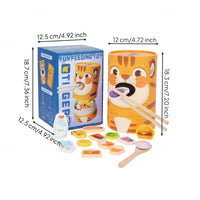 Colorful Pretend Feeding Toy Hand-Eye Coordination Wooden Chopstick Game Educational Tiger Container Toy Natural Wood