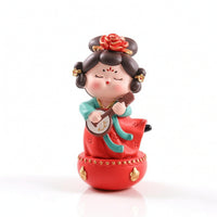 Chinese Girl Figurine Resin Wobble Base Figurine Traditional for Entryway, Shelf