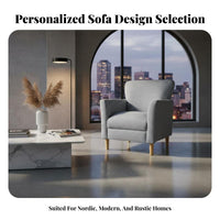 Modern Minimalist Design Curved Single Sofa Nordic Inspired Armchair Space-Saving Accent Chair Thick Cushioning for Apartment Dwellers, Homeowners, Young Adults, Living Room, Bedroom, Home Office, perusing alcove