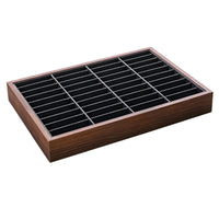 Walnut Finish 40-Slot Bracelet Tray Wood-Look Bracelet Organizer Tray Metal Loop Supports