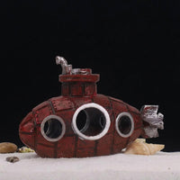 2-Pack Ceramic Aquarium Cave Aquatic Tank Decorations, Weighted Underwater Vessel Aquatic Tank Ornaments