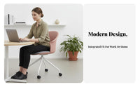 Wheeled Base Four-Legged Caster Chair Nordic Design Caster Wheel Chair With Casters Dining Seat Comfortable pad for Office Workers, Home Users, Meeting Room, Study, Reception Area, Bedroom