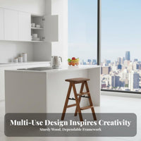 With Backrest Convertible Ladder Chair Multi-Functional Step Stool Foldable Design Folding Seat Space-Saving for Apartment Dwellers, Office Workers, Kitchen, Living Room, Pantry, Library