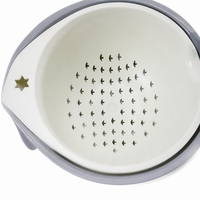Foldable Colander Bowl Set, 2-Layer Rice Strainer & Washing Bowl, PP Food Grade Pasta Strainer for Fruits Vegetables, White 23cm