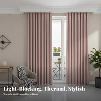 Sun Protection Solid Color Blackout Curtain 99.9% Light Blocking Grommet Top Blackout Panel Modern Design Room Darkening Shade Thickened Material for Day Sleepers, Alternating Schedule Workers, Home Theater Enthusiasts, Bedroom, Balcony, Nursery, Office
