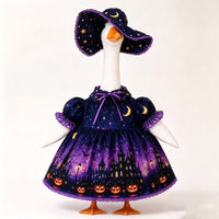 Goose in Witch Costume Resistant Witch Goose Figurine Gothic Halloween Outfit for Collectors, Mantel, Entryway