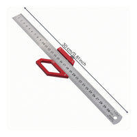 Woodworking Ruler with Positioning Block Adjustable Steel Ruler with Stop Block Angle Marking Tool Accurate Precision