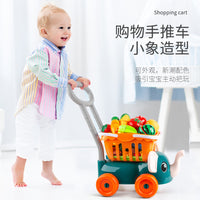 Kids Shopping Cart Toy with Fruit Cutting Play Set