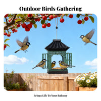 Hanging Outdoor Birds Feeder Waterproof Outdoor Birds Food Dispenser Weather Resistant Metal Lantern Feeder for Nature Lovers, Gardeners, Balcony, Patio