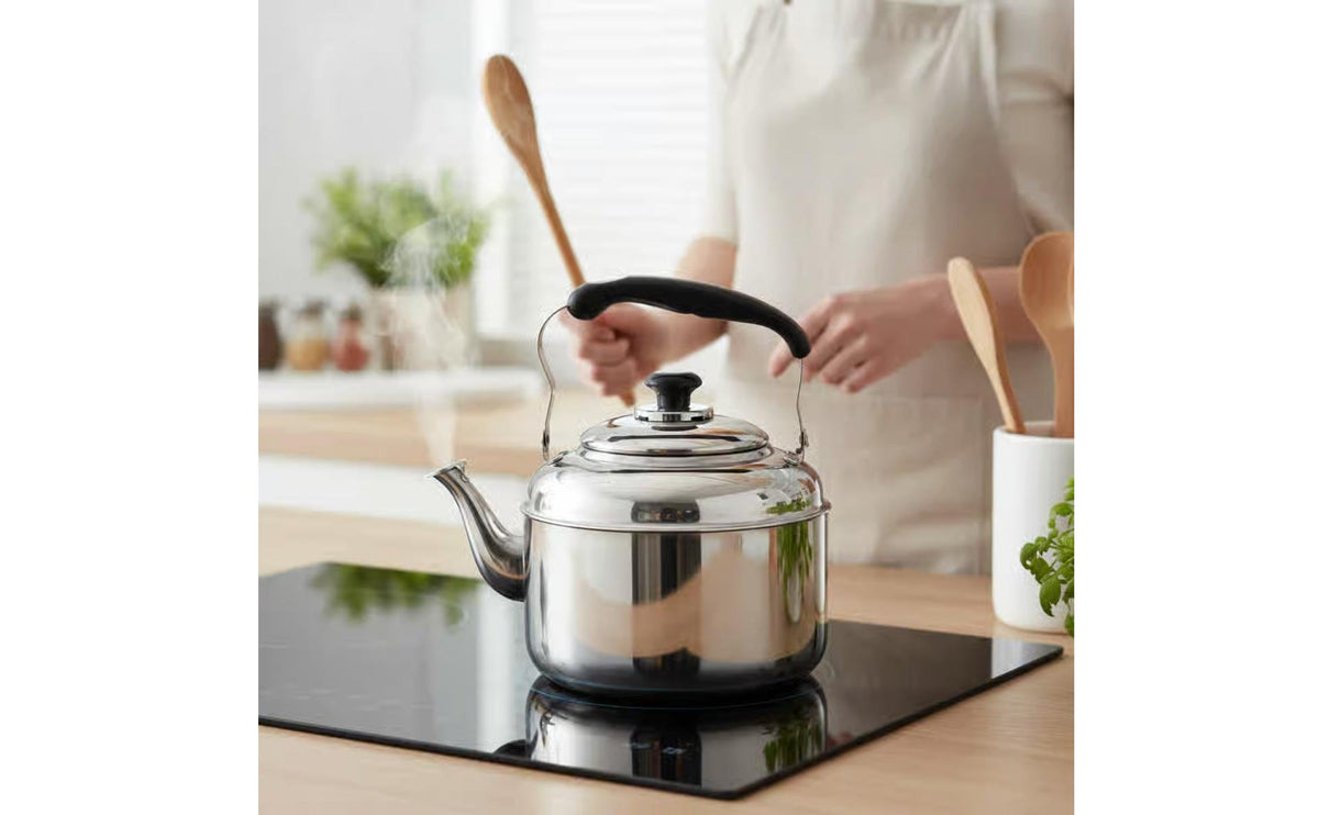 Stainless Steel Whistling Kettle Automatic Whistle Singing Tea Kettle Rust Large Capacity Water Boiler for Office, Coffee Shop