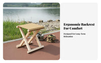 Foldable Wooden Folding Chair with Backrest Space-Saving Wooden Folding Stool Stable Structure Collapsible Fishing Stool Lightweight for Fishers, Campers, Camping, Travel, Garden, Backyard