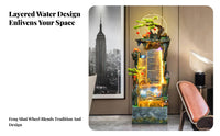 Wealth Attracting Design Rockery Water Fountain Humidifier Function Floor Standing Waterfall Fountain New Chinese Design Rockery Landscape Ornament Quiet Pump for Tea Ceremony Enthusiasts, Business Owners, Living Room, Office, Entrance Hall, Restaurant