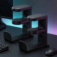 2 Pieces Clamp-on Headphone Stand Rotating Headset Stand Adjustable Headphone Holder for Gaming Hobbyists, Gaming Setups