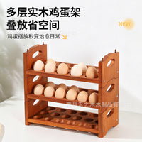 Wooden Egg Display Rack for Kitchen Countertop, 1-Tier, American Country Style