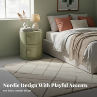 Round Storage Cabinet Space-Saving Cylindrical Bedside Table Small Stylish Storage Cabinet Multifunctional for Dorm Room