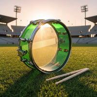 Transparent Marching Snare Drum Translucent Snare Drum with Acrylic Shell Chrome Percussion Instrument Compact for Drummers, Parades, Stage Performances