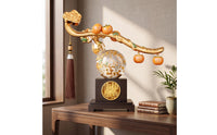 Gourd Ornament with Tassel Chinese Style Gourd Sculpture with Pedestal Translucent Tabletop Decor for Living Room