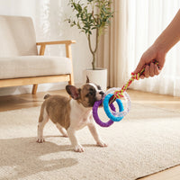 Interlocking Ring Toy with Rope Rubber Ring and Rope Tug Toy Interactive for Dogs, Young Dogs, Chewing, Indoor Play, Training