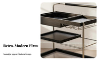 With casters 2-Tier Rolling Cart Movable Serving Trolley Retro design Mobile Rack adaptable Functionality for Apartment Dwellers, Entertainers, Living Room, Small Spaces, Bedroom, Bathroom