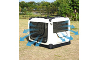 Soft-Sided Travel Crate Steel Frame Soft-Sided Pet Crate Folding Kennel Mesh Panels Pet Supplies Zippered Opening for Car Use