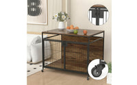 Two-in-onePurpose Dog Crate with Wooden Top Mobile Furniture Style Dog Crate Long-Lasting Secure for Living Room