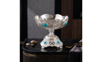 Silver Pedestal Fruit Bowl with Scalloped Rim Fluted Filigree Fruit Bowl with Ornate Base Colorful Long-Lasting for Home Dining