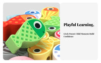 Develops Fine Movement Skills 3-in-1 Wooden Game Set Promotes Hand-Eye Coordination Lacing and Stacking Toy Water-Based Paint Wooden Aquatic Creature Lacing Beads Splinter-Splinterless Polished Edges for Preschoolers, Toddlers, Travel