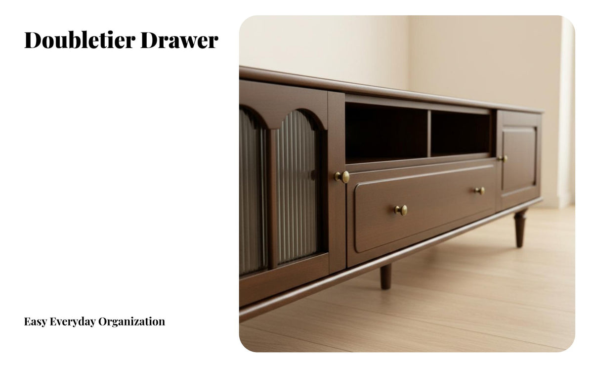 2 Pieces Mid-Centuryera TV Console and Coffee Table sturdy Wood Mid-Centuryera TV Stand and Coffee Table Set With Storage Media Furniture for Homeowners, Den