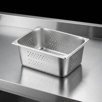 Perforated Pan with Lid, Stainless Steel Rectangular Food Pan and Buffet Pan, Full Drainage Design for Commercial Kitchen and Restaurant Supply