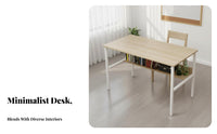 Space Saving Design Simple Writing Desk Easy To Assemble Home Office Study Desk Sturdy and Long-Lasting Metal Frame Study Table Modern Design for Students, Renters, Professionals, Bedroom, Dorm Room