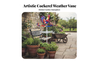 Weathercock Weather Vane Iron Art Colorful Metal Weathercock Weathervane for Farmers, Garden, Yard, Rooftop