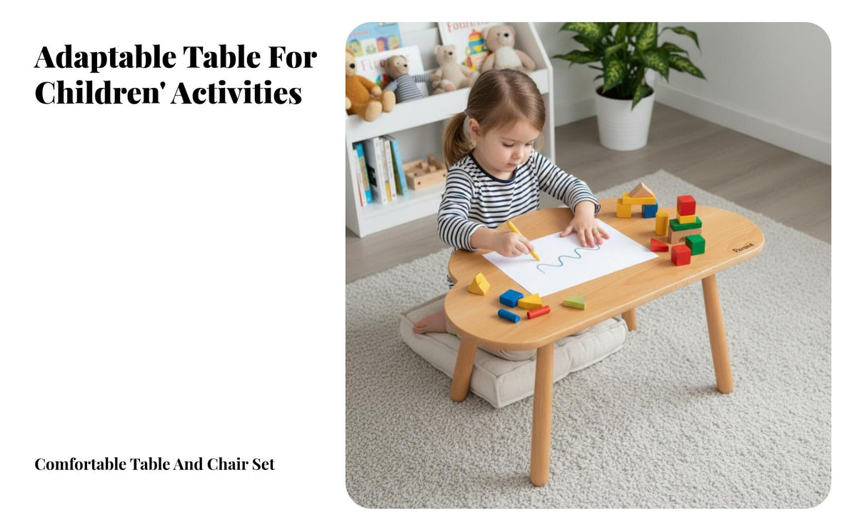 2 Pieces Sturdy & Safe Multi-Activity Table and Chair Set Easy to Easy-CleanShaped Play Set Rounded Corners kids' Furniture Built-in Storage for young children, Preschoolers, Daycare Providers, Nursery, creative activities, Classroom, Bedroom