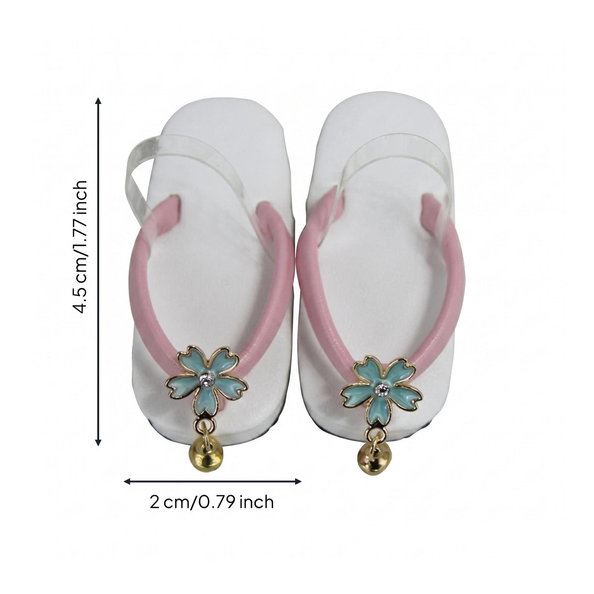 Japanese-Style Doll Sandals Flower Ornament Flat Open-Toe Doll Sandals Golden Chime Charm Toy Accessory