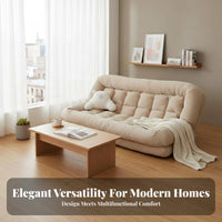 Space-Saving Human-Sized Nest Bed Softfeel Textile Fold-out Mattress Sofa Extra Thick Padding Indoor Furniture Multi-Functional Design for Apartment Dwellers, Families, Young Adults, Living Room, Lounging, Bedroom