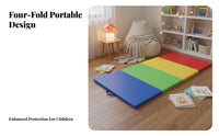 Four-Fold Exercise Mat Foldable Design Folding Gymnastics Mat Multi-Functional Play Equipment for Beginners, Parents, Stretching Discipline, Playroom