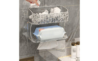 Wall-Mounted Bathroom Storage Shelf, Doubletier Organizer for Washbasin, Tissue, Cosmetics