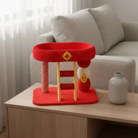 Cat Climbing Structure with Ladder Multi-Functional Cat Activity Soft Resting Area Top Perch Animal Furniture for Small Apartment