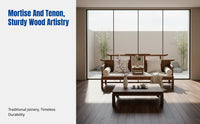 Walnut Wood Sofa, New Chinese Style, Living Room Furniture, Tranquil Look, Cotton Linen