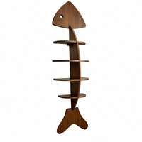 Wooden Fishbone Wall Shelf Sculptural Fishbone Wall Shelf Space-Saving Organizer for Living Room, Bedroom