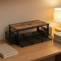 No-Drill Under-Desk Storage Rack Two-Tier Under Desk Drawer Organizer Sliding Clamp-on Drawer Organizer Metal for Students
