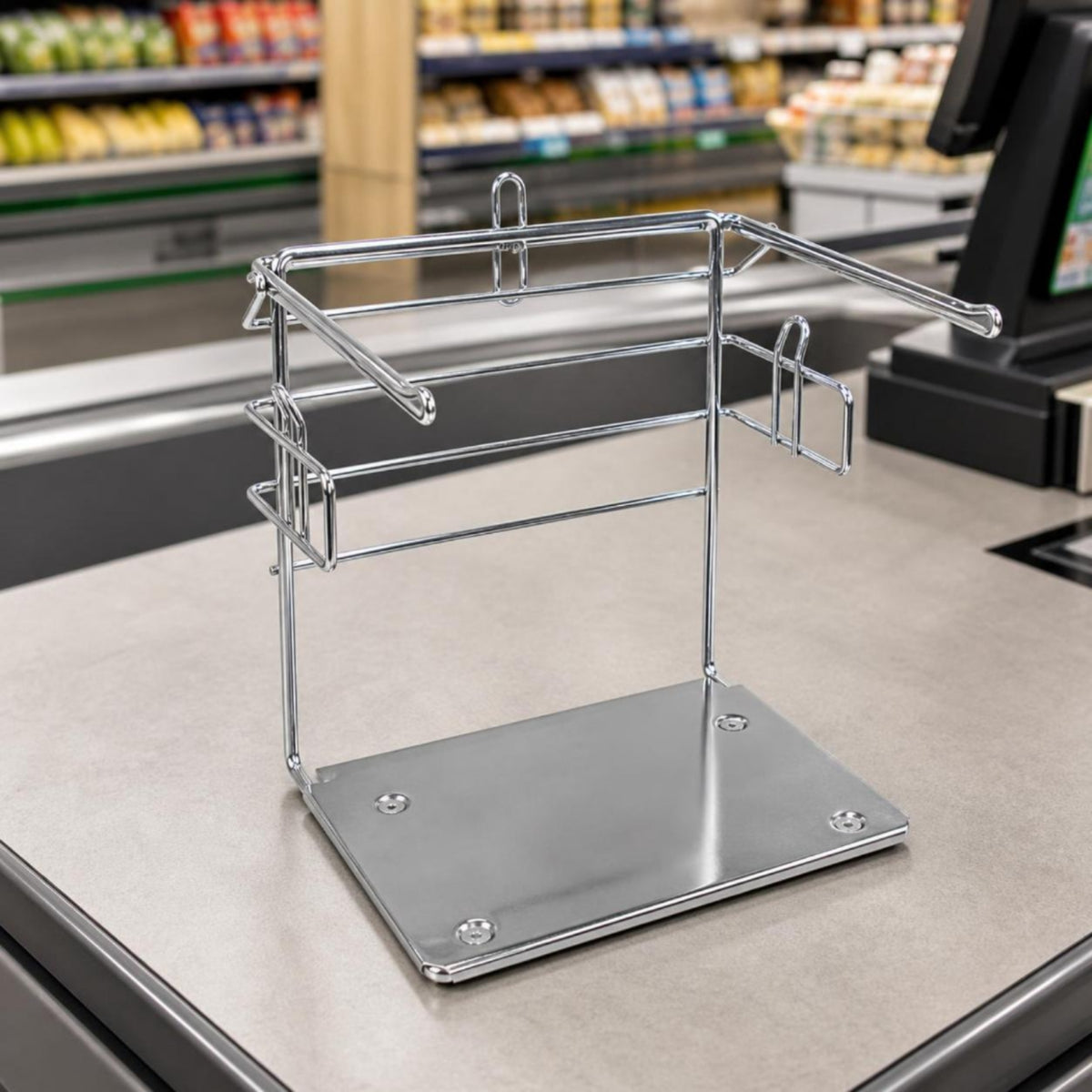 Bag Holder Rack Countertop Bag Holder Metal Storage Organizer for Cashiers, Packers