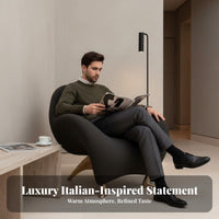 Italian design CrescentShaped Armchair Designer Piece Deep Seat Armchair distinctive Shape Accent Chair Artistic for Interior Designers, Apartment Dwellers, Hotel Lobby, Living Room, Reception Area, Bedroom