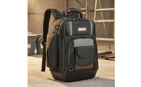 Zippered Compartments Molded Base Backpack Large Capacity Heavy-Duty Tool Backpack Molded Base Tool Bag for Job Site, Worksite