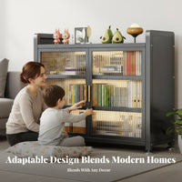 particle-proofresistant Multi-Tier Cupboard with Fluted Doors Sturdy Construction bookshelf Large Capacity Storage Cabinet adaptable for Book Lovers, Homeowners, Interior Design aficionados, Living Room, Study, Home Office, Bedroom