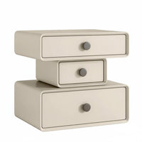 Modern Design Round End Table with Drawer Minimalist and design Nightstand Space-Saving Bedside Cabinet polished Rounded Edges for residents, Renters, Students, Bedroom, Guest Room, Office