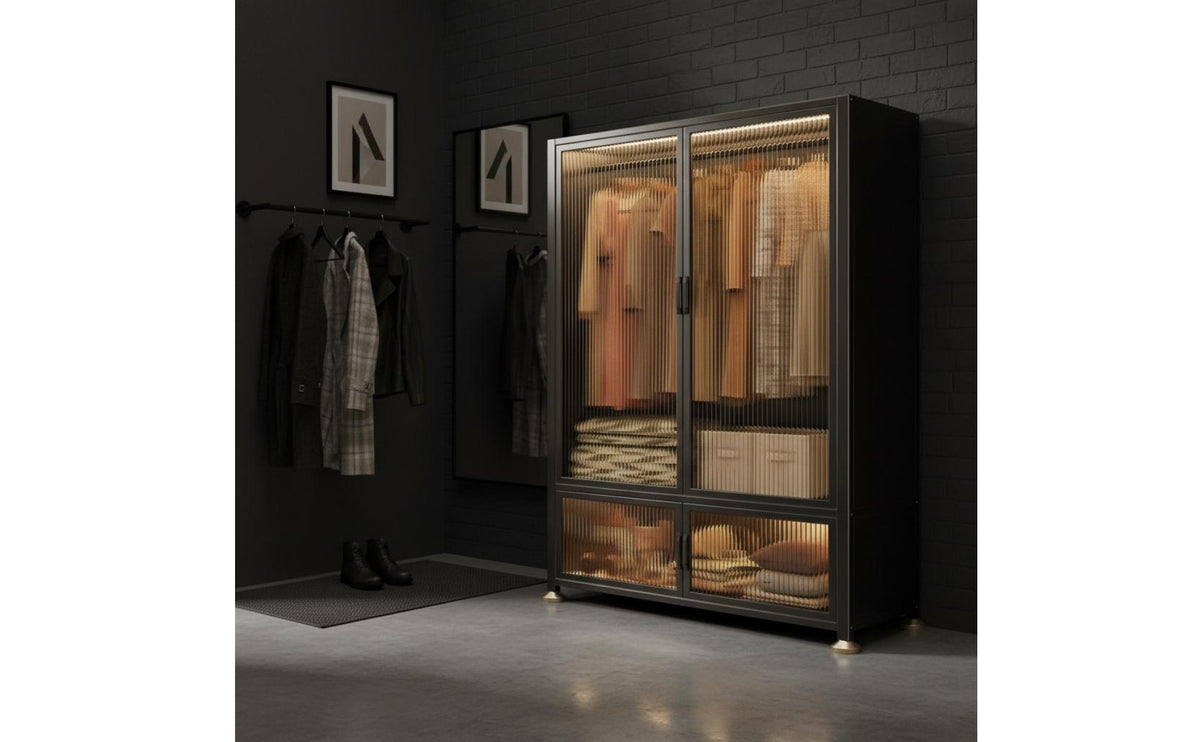 Easy to Clean Modular Metal Wardrobe Doors Clothing Organizer Bedroom Furniture for Children